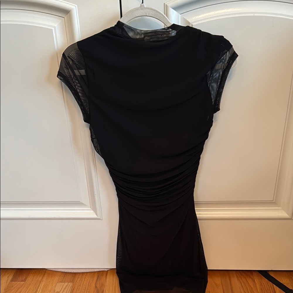 American Threads Black Ruched Bodycon Dress